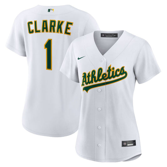 Athletics Denzel Clarke Nike Women's Home Replica Jersey - White Team Jersey Sports Fan Apparel