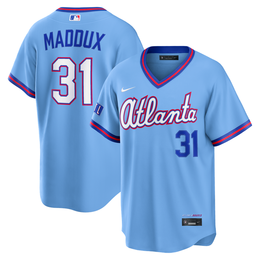 Atlanta Braves Greg Maddux Nike 2026 City Connect Stadium Jersey - Powder Blue Team Jersey Sports Fan Apparel