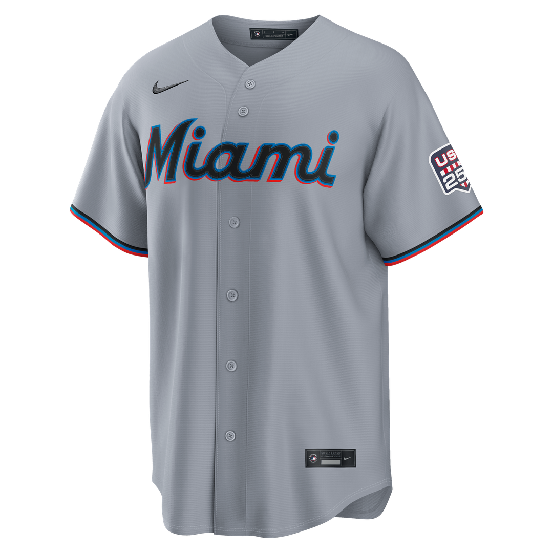 Miami Marlins Kyle Stowers Nike USA 250 Fourth of July Road Stadium Jersey - Gray Team Jersey Sports Fan Apparel