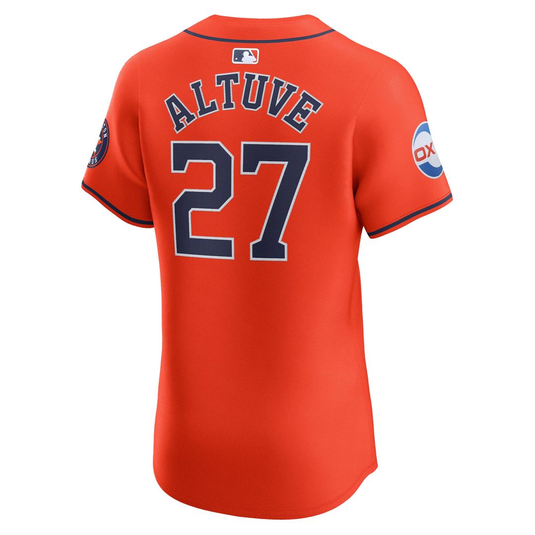 Houston Astros Jose Altuve Nike Alternate Elite Sponsor Patch Player Jersey - Orange Team Jersey Sports Fan Apparel