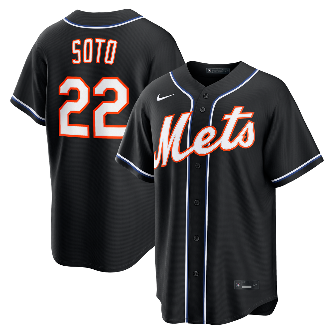 New York Mets Juan Soto Nike Fashion Replica Black Out Jersey Team Jersey Sports Fan Apparel