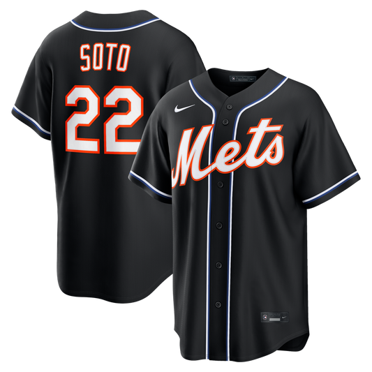 New York Mets Juan Soto Nike Fashion Replica Black Out Jersey Team Jersey Sports Fan Apparel