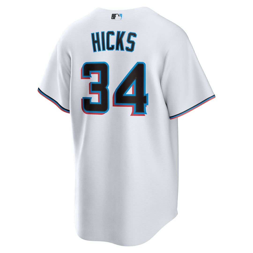 Miami Marlins Liam Hicks Nike Home Replica Jersey - White Team Jersey Sports Fan Apparel