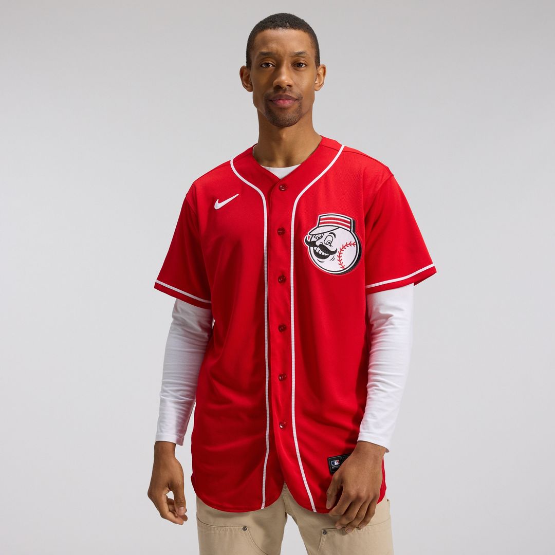 Cincinnati Reds Nike Alternate Authentic Team Logo Jersey - Scarlet Team Jersey Sports Fan Apparel