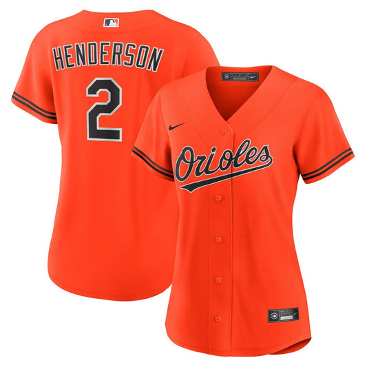 Baltimore Orioles Gunnar Henderson Nike Women's Alternate 2 Replica Jersey - Orange Team Jersey Sports Fan Apparel
