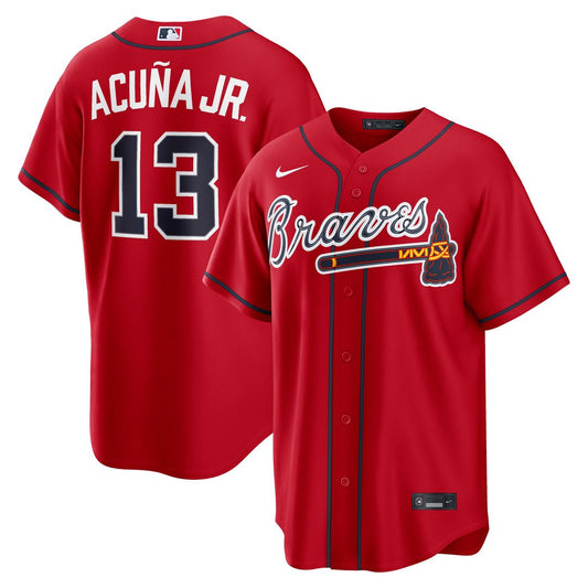 Atlanta Braves Ronald Acuña Jr. Nike Alternate 2 Replica Jersey - Red Team Jersey Sports Fan Apparel