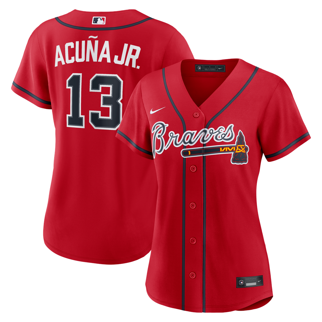 Atlanta Braves Ronald Acuña Jr. Nike Women's Alternate Replica Jersey - Navy Team Jersey Sports Fan Apparel