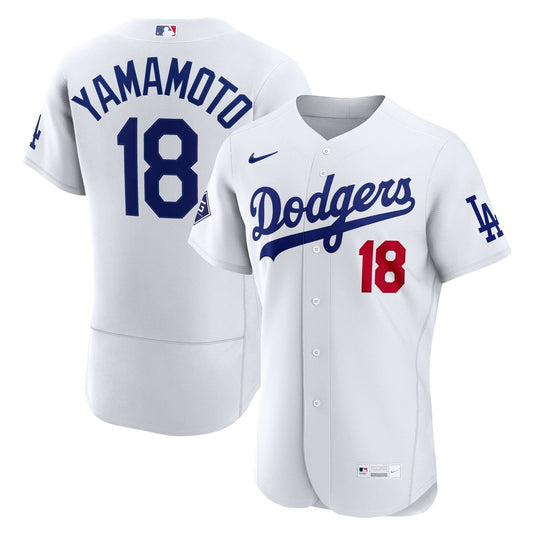 Los Angeles Dodgers Yoshinobu Yamamoto Nike Home Authentic Sponsor Patch Jersey - White Team Jersey Sports Fan Apparel