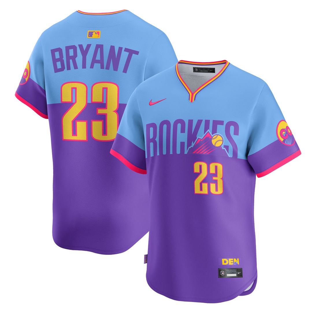 Colorado Rockies Kris Bryant Nike 2025 City Connect Limited Player Jersey - Purple/Light Blue Team Jersey Sports Fan Apparel