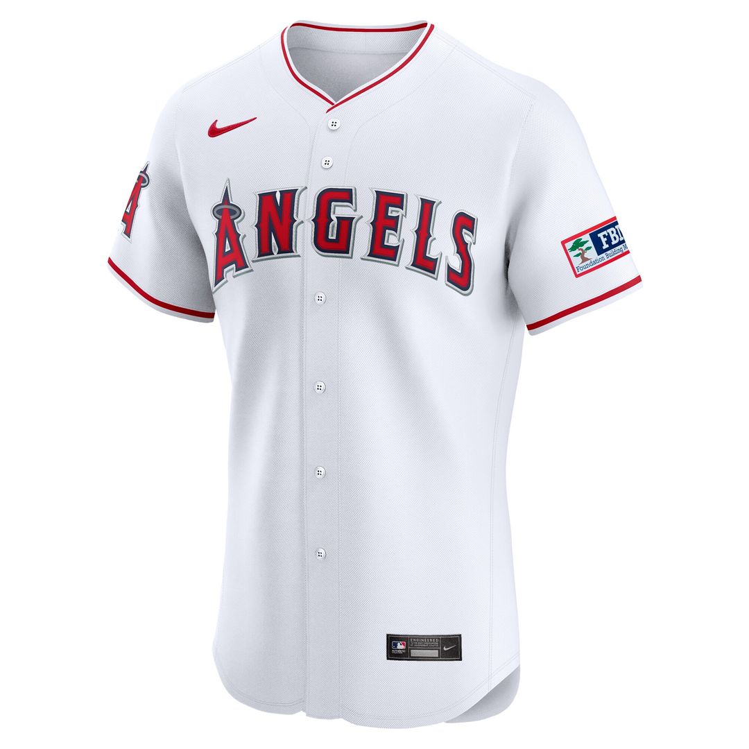 Los Angeles Angels Nike Home Elite Patch Jersey - White Team Jersey Sports Fan Apparel