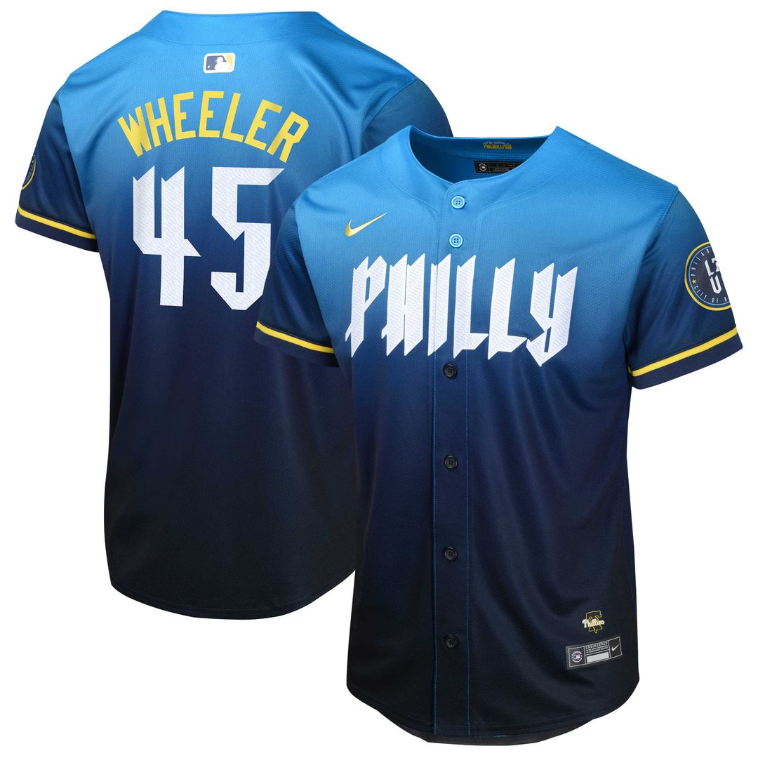 Philadelphia Phillies Zack Wheeler Nike Youth 2024 City Connect Limited Player Jersey - Blue Team Jersey Sports Fan Apparel
