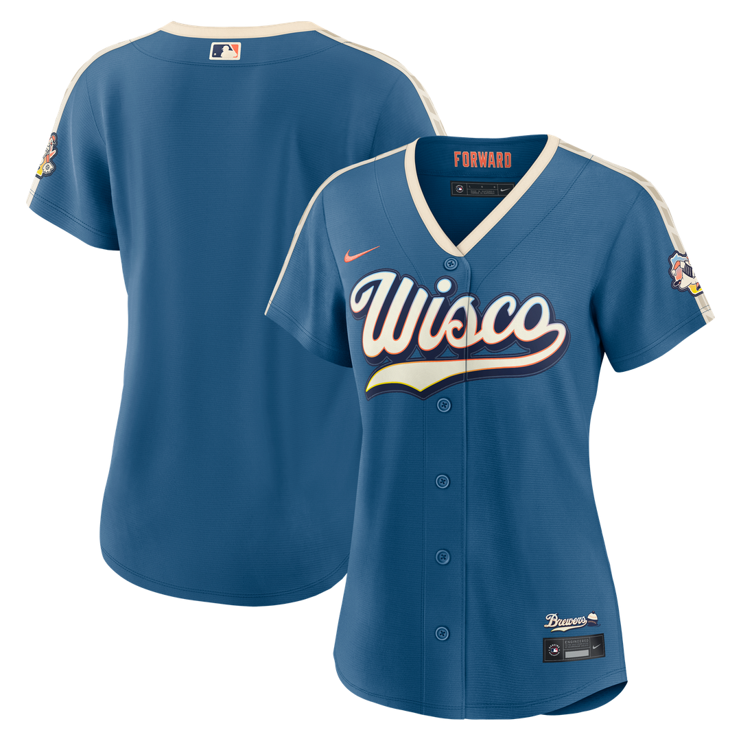 Milwaukee Brewers Nike Women's 2026 City Connect Stadium Jersey - Mineral Blue Team Jersey Sports Fan Apparel