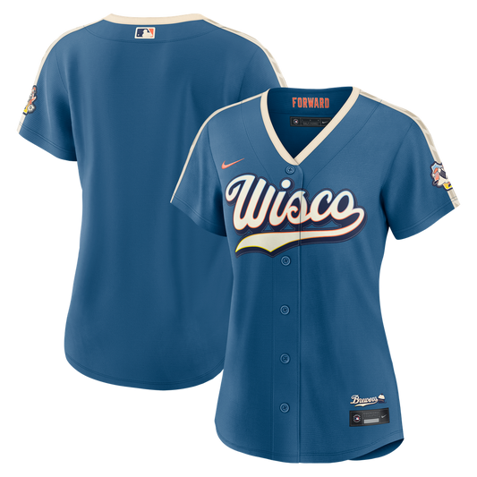 Milwaukee Brewers Nike Women's 2026 City Connect Stadium Jersey - Mineral Blue Team Jersey Sports Fan Apparel