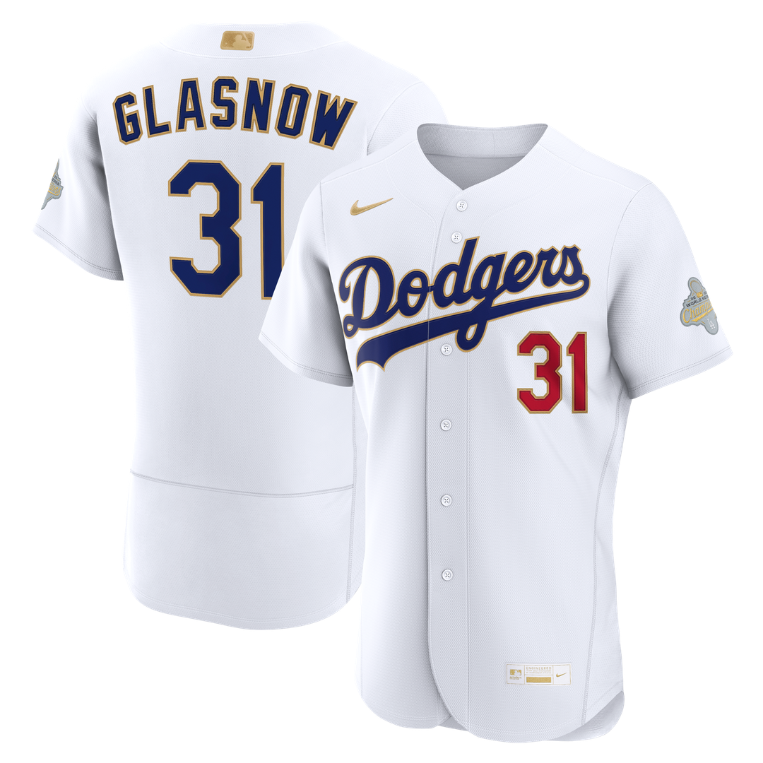 Los Angeles Dodgers Tyler Glasnow Nike 2026 Gold Collection Authentic Jersey - White Team Jersey Sports Fan Apparel