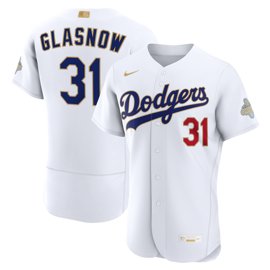 Los Angeles Dodgers Tyler Glasnow Nike 2026 Gold Collection Authentic Jersey - White Team Jersey Sports Fan Apparel