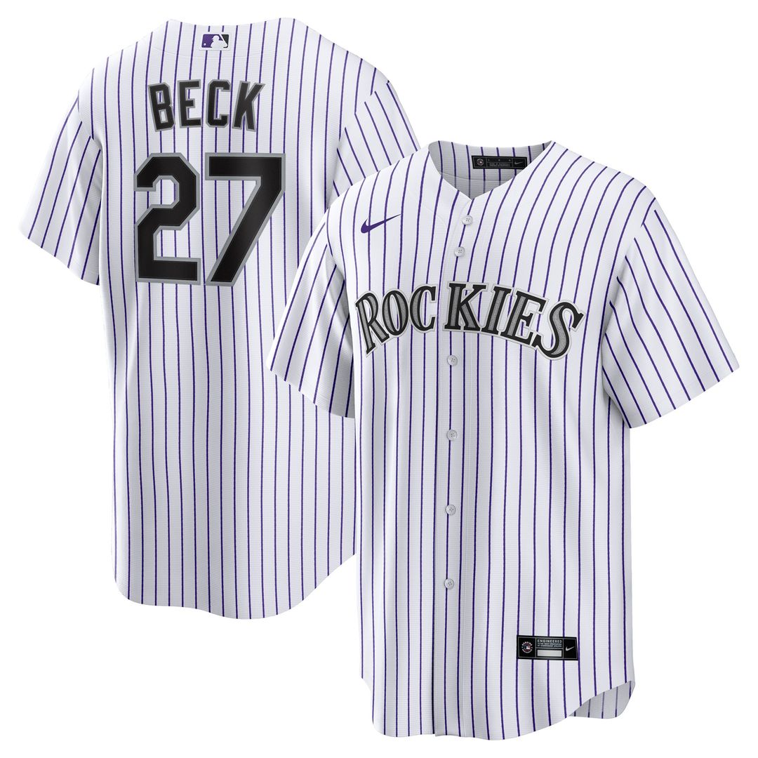 Colorado Rockies Jordan Beck Nike Home Replica Jersey - White Team Jersey Sports Fan Apparel