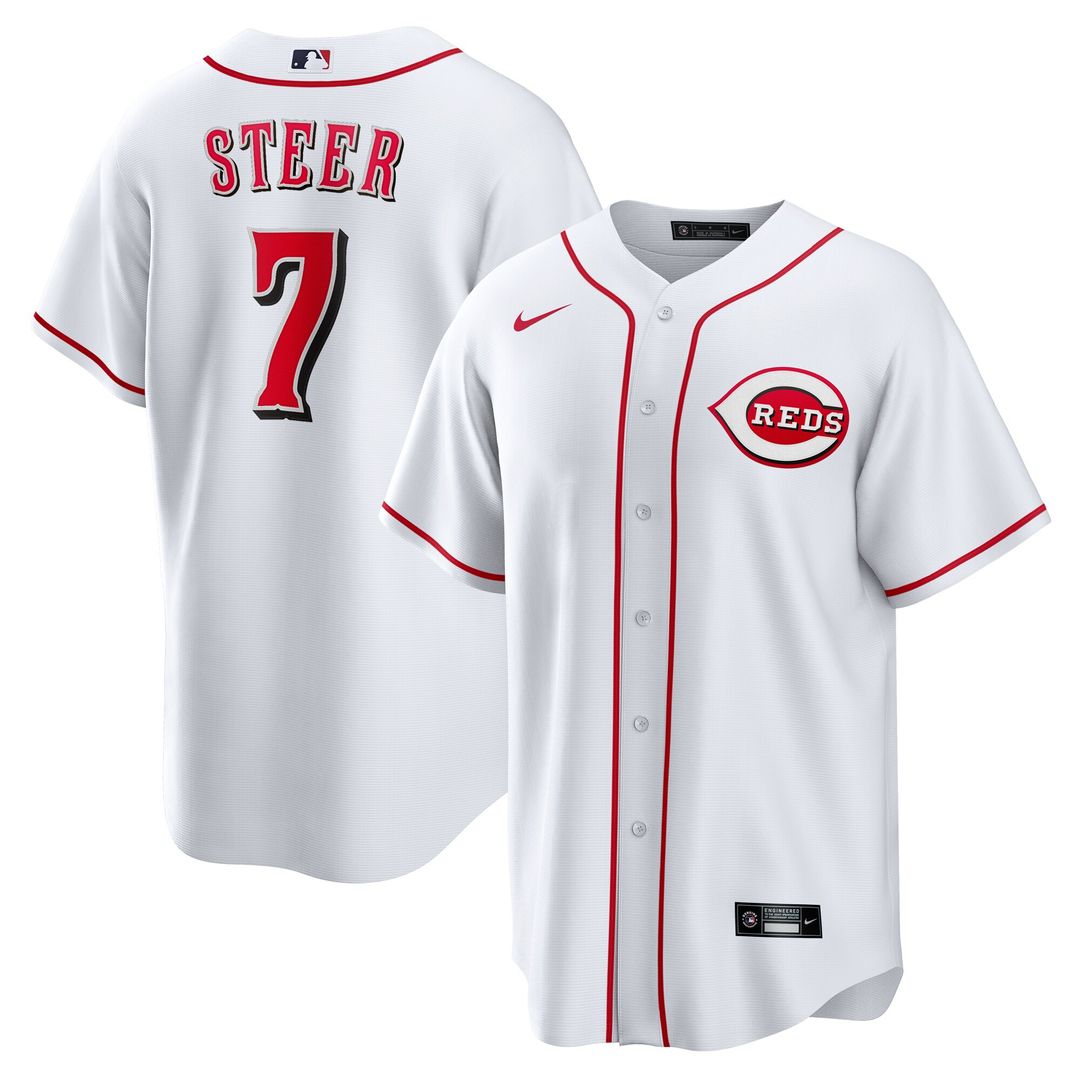 Cincinnati Reds Spencer Steer Nike Home Replica Jersey - White Team Jersey Sports Fan Apparel