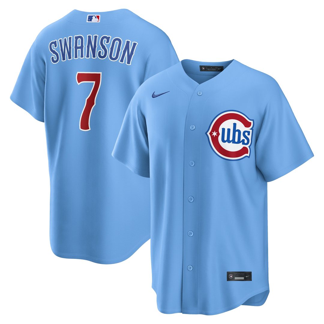 Chicago Cubs Dansby Swanson Nike Alternate Replica Jersey - Light Blue Team Jersey Sports Fan Apparel