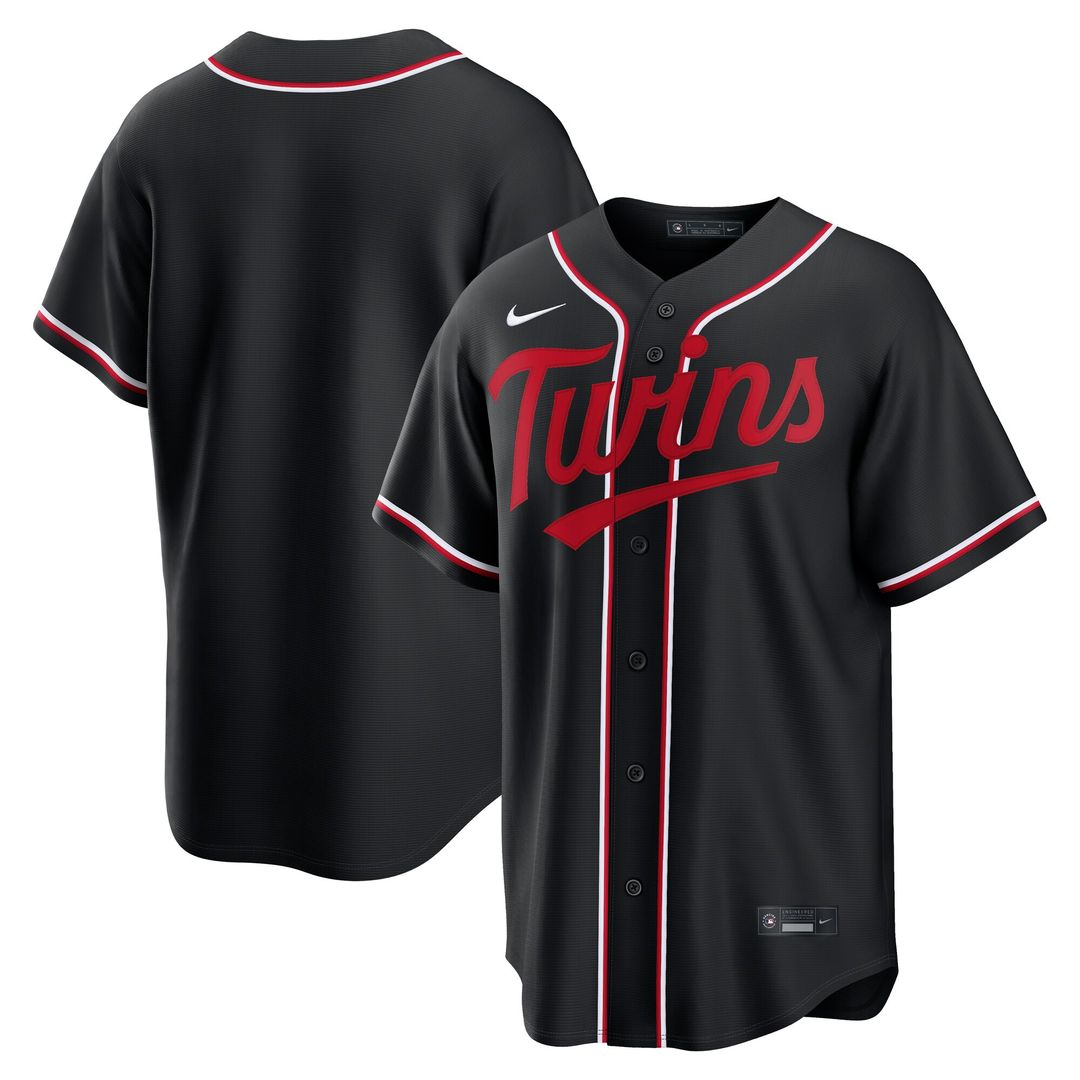 Minnesota Twins Nike Fashion Replica Black Out Jersey Team Jersey Sports Fan Apparel
