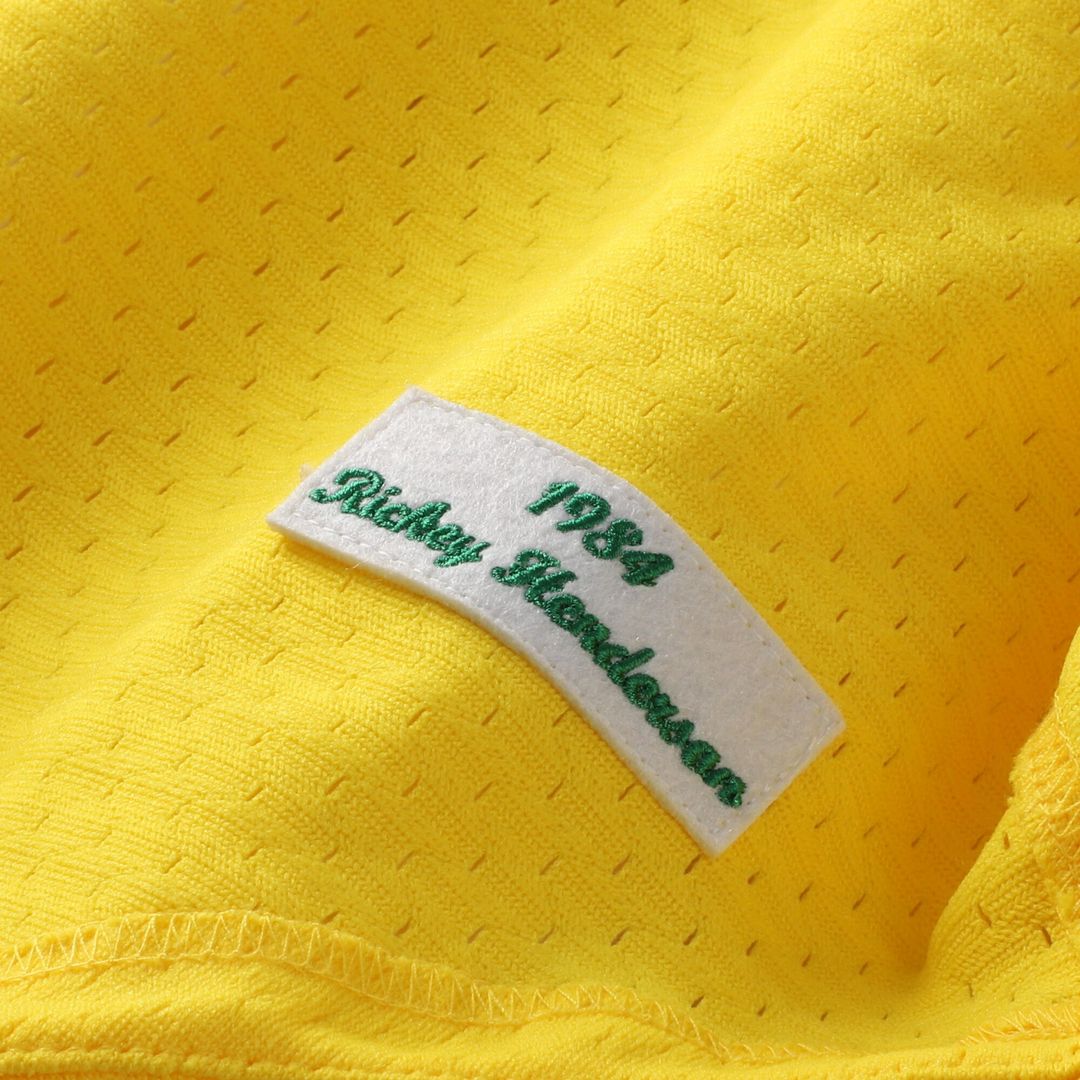 Athletics Rickey Henderson Mitchell & Ness Authentic Batting Practice Jersey - Yellow Team Jersey Sports Fan Apparel