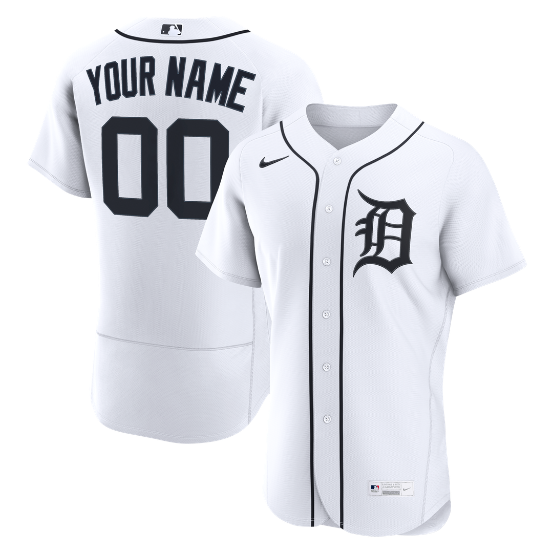 Detroit Tigers Nike Home Authentic Custom Jersey - White Team Jersey Sports Fan Apparel