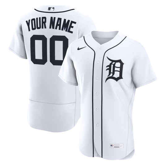 Detroit Tigers Nike Home Authentic Custom Jersey - White Team Jersey Sports Fan Apparel