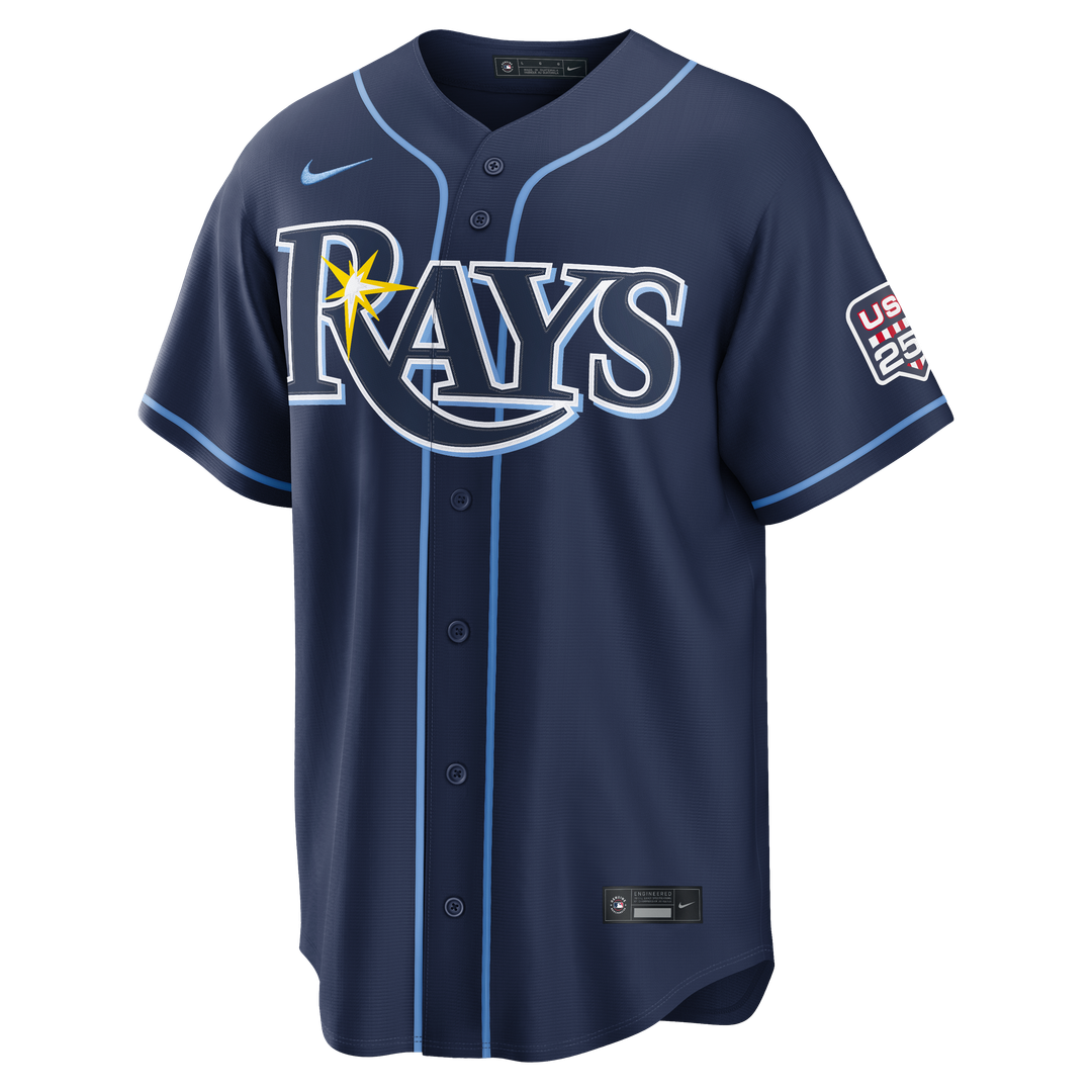 Tampa Bay Rays Junior Caminero Nike USA 250 Fourth of July Road Stadium Jersey - Navy Team Jersey Sports Fan Apparel
