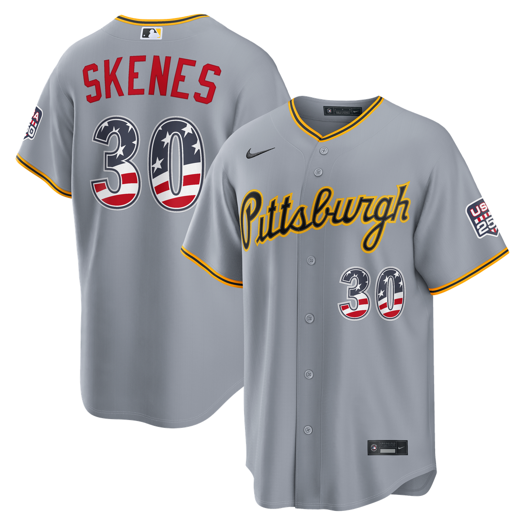 Pittsburgh Pirates Paul Skenes Nike USA 250 Fourth of July Road Stadium Jersey - Gray Team Jersey Sports Fan Apparel