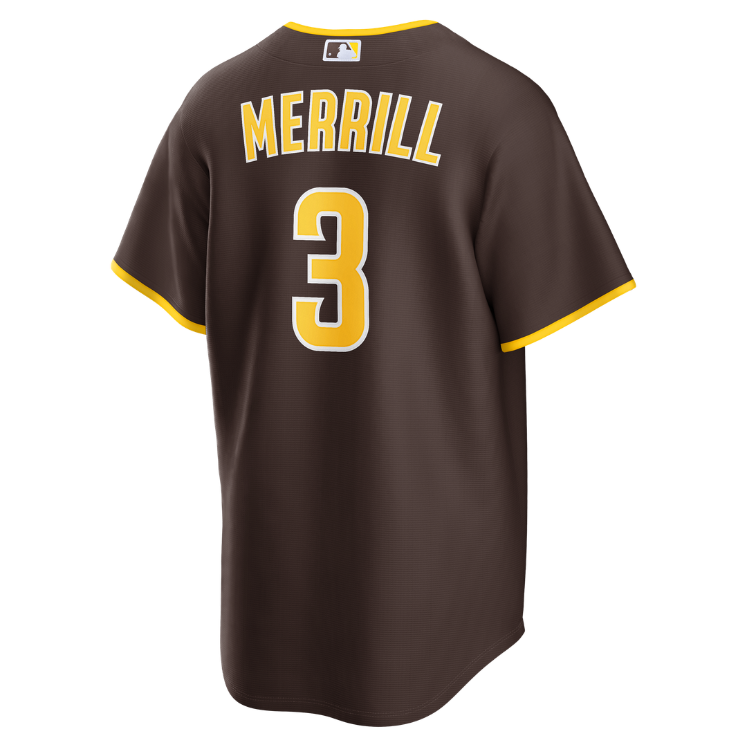 San Diego Padres Jackson Merrill Nike Road Replica Jersey - Brown Team Jersey Sports Fan Apparel