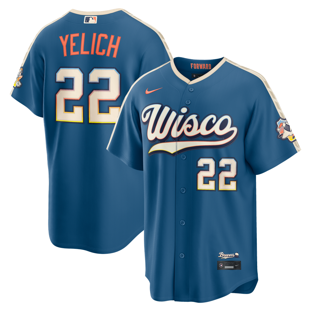 Milwaukee Brewers Christian Yelich Nike 2026 City Connect Stadium Jersey - Mineral Blue Team Jersey Sports Fan Apparel