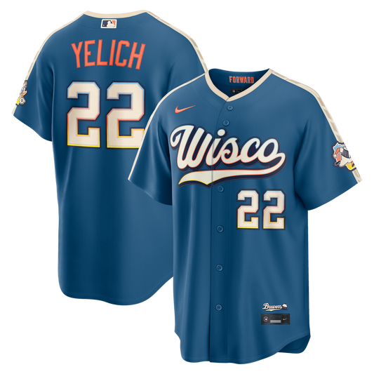 Milwaukee Brewers Christian Yelich Nike 2026 City Connect Stadium Jersey - Mineral Blue Team Jersey Sports Fan Apparel