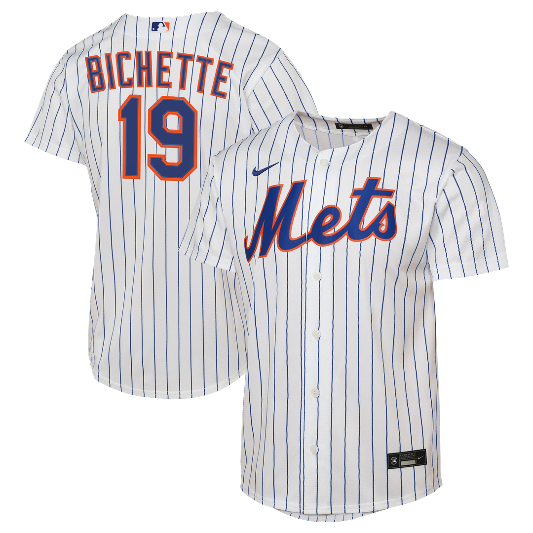 New York Mets Bo Bichette Nike Youth Home Baseline Jersey - White Team Jersey Sports Fan Apparel
