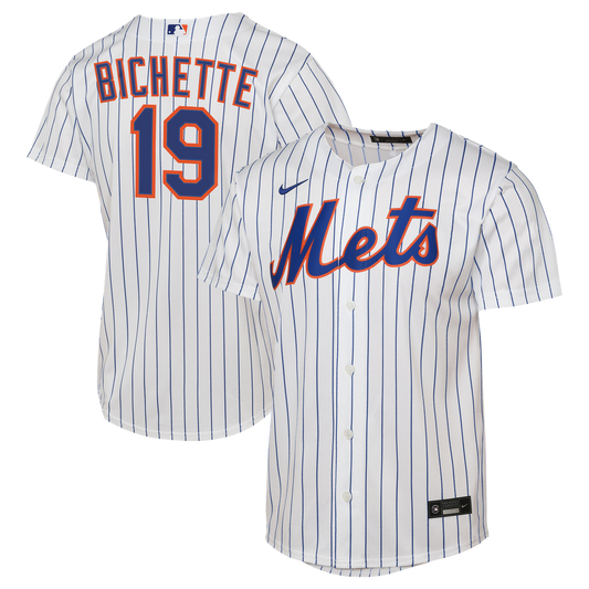 New York Mets Bo Bichette Nike Youth Home Baseline Jersey - White Team Jersey Sports Fan Apparel