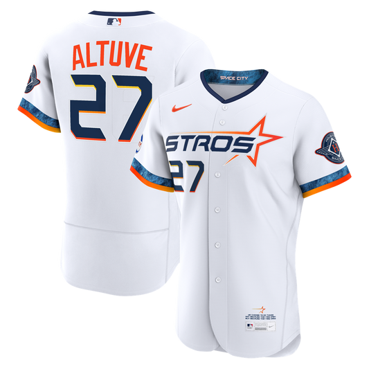 Houston Astros Jose Altuve Nike City Connect Authentic Sponsor Patch Jersey - White Team Jersey Sports Fan Apparel