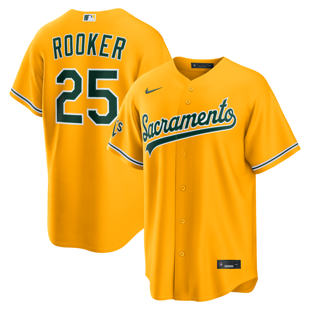 Athletics Brent Rooker Nike Alternate Stadium Jersey - Gold Team Jersey Sports Fan Apparel