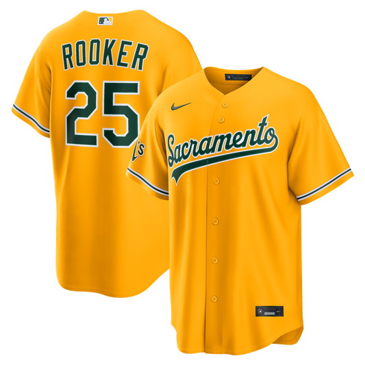 Athletics Brent Rooker Nike Alternate Stadium Jersey - Gold Team Jersey Sports Fan Apparel