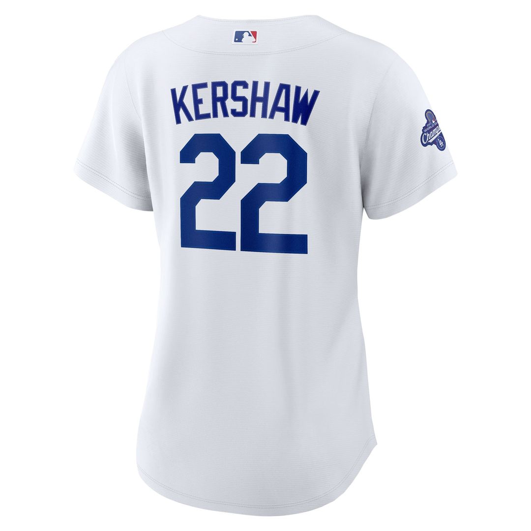 Los Angeles Dodgers Clayton Kershaw Nike Women's Home 2025 World Series Champions Replica Jersey - White Team Jersey Sports Fan Apparel