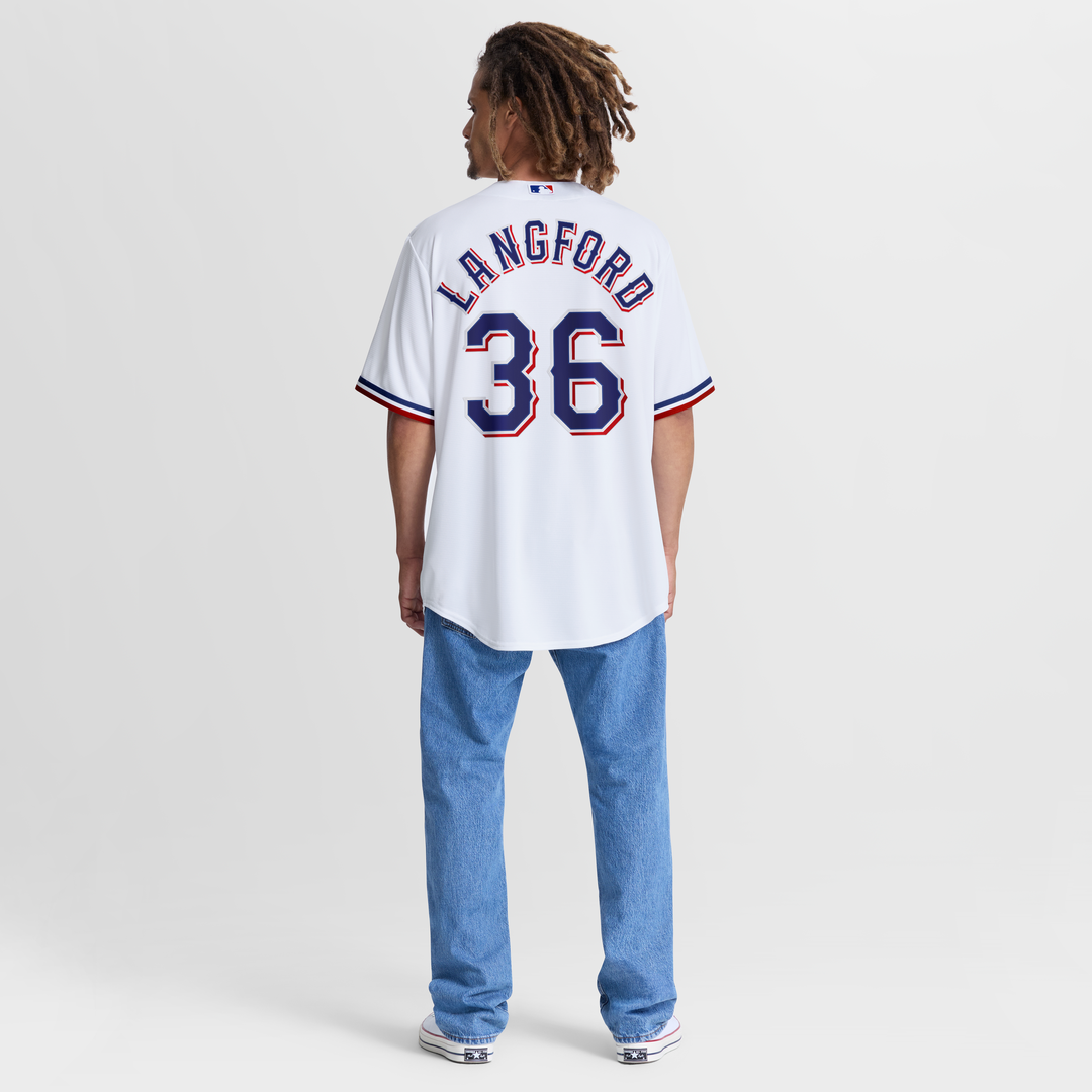 Texas Rangers Wyatt Langford Nike Home Replica Jersey - White Team Jersey Sports Fan Apparel