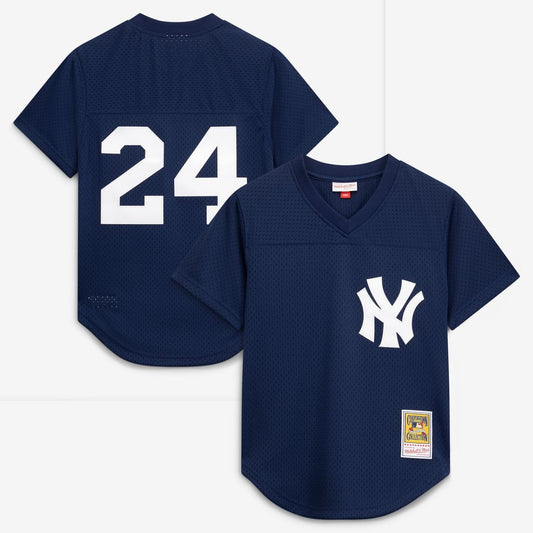 New York Yankees Rickey Henderson Mitchell & Ness Cooperstown Mesh Batting Practice Button - Up Jersey - Navy Team Jersey Sports Fan Apparel