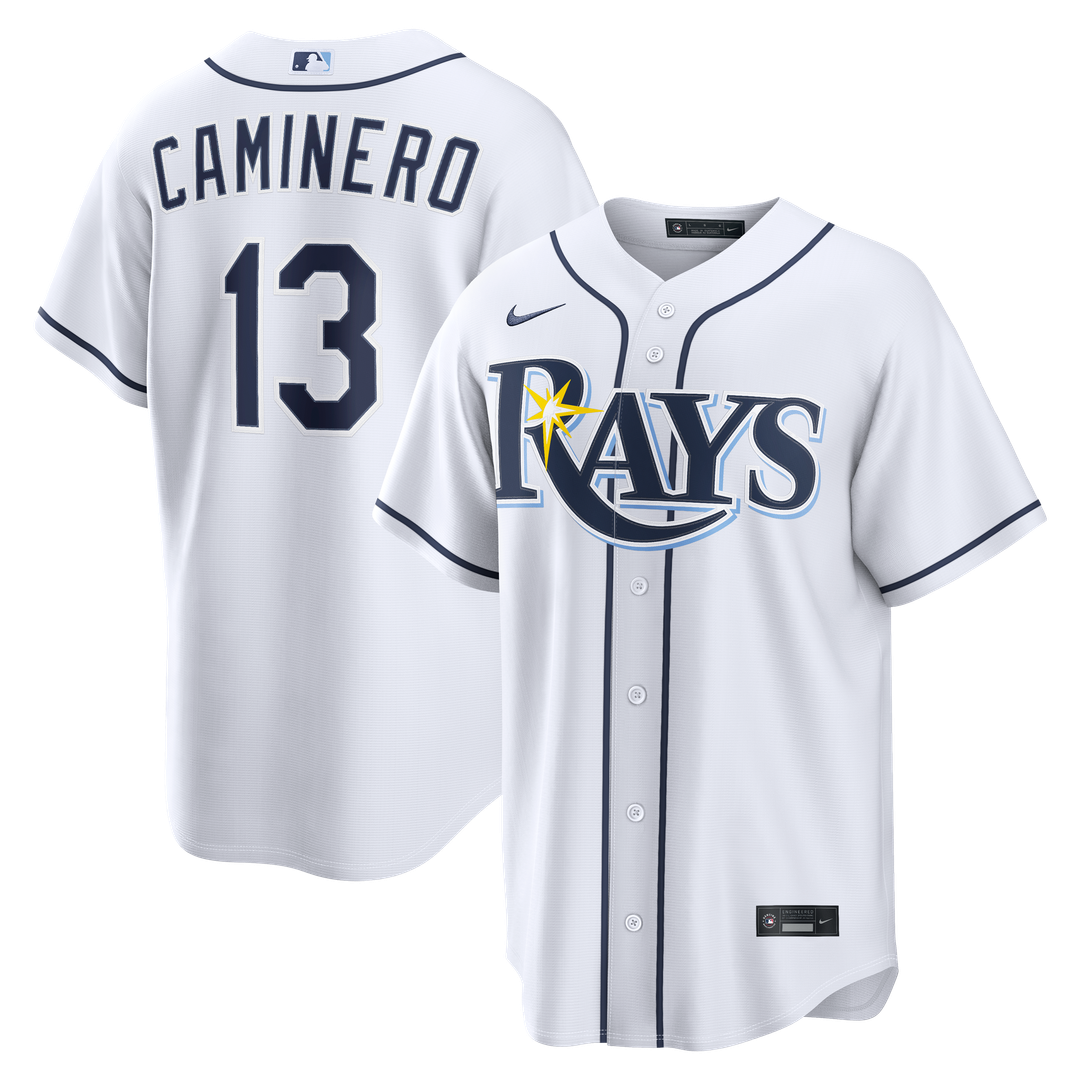 Tampa Bay Rays Junior Caminero Nike Home Replica Jersey - White Team Jersey Sports Fan Apparel