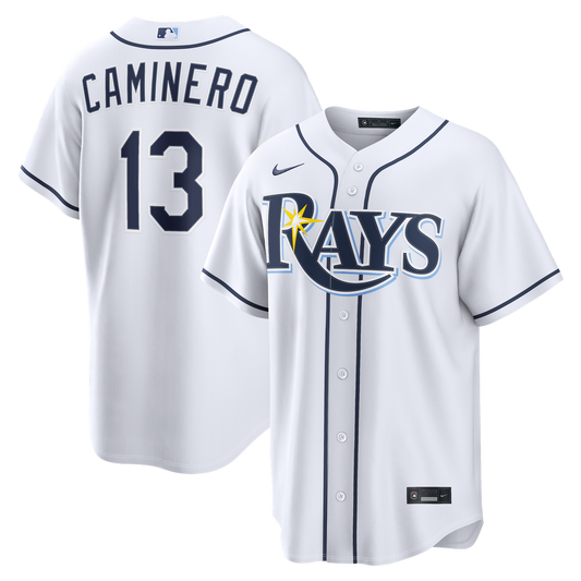 Tampa Bay Rays Junior Caminero Nike Home Replica Jersey - White Team Jersey Sports Fan Apparel