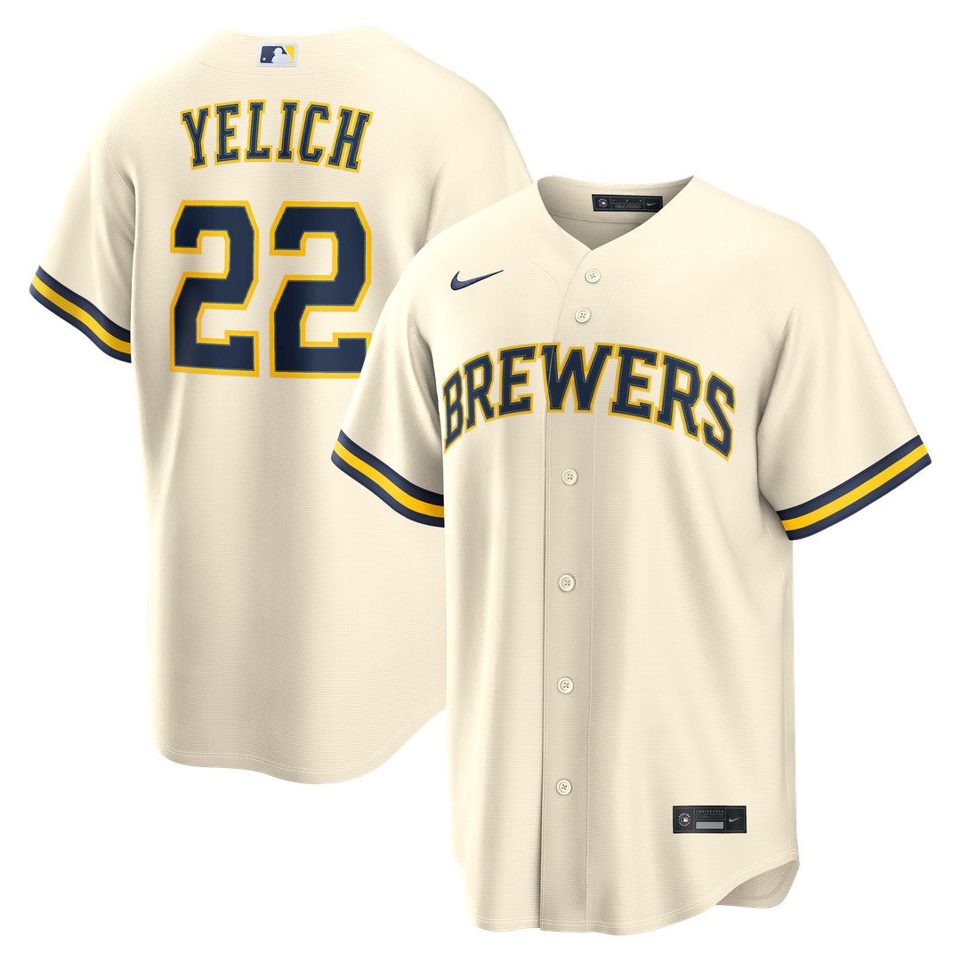 Milwaukee Brewers Christian Yelich Nike Home Replica Jersey - Cream Team Jersey Sports Fan Apparel