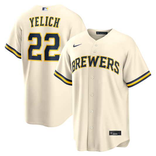 Milwaukee Brewers Christian Yelich Nike Home Replica Jersey - Cream Team Jersey Sports Fan Apparel
