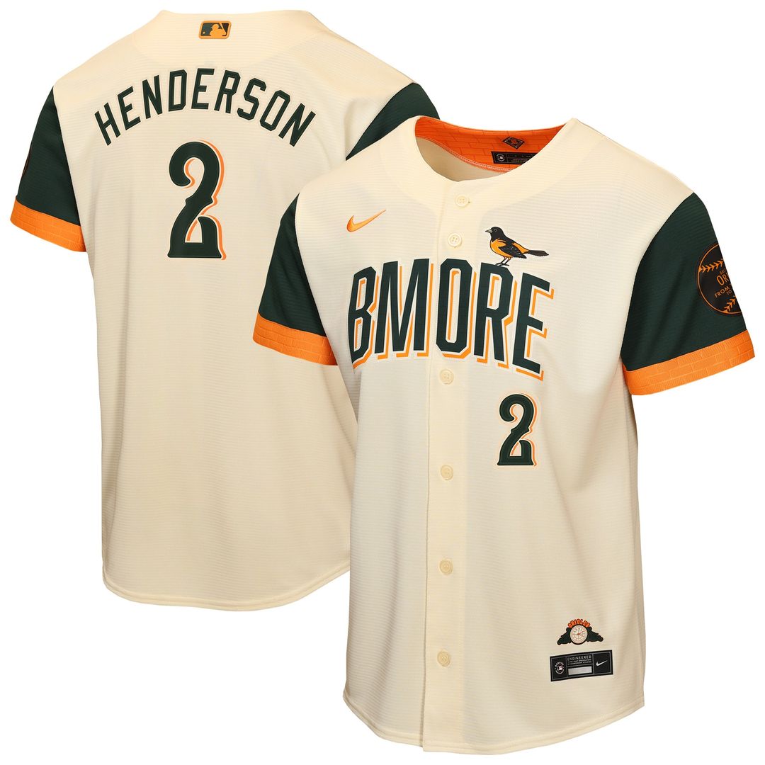 Baltimore Orioles Gunnar Henderson Nike Youth 2026 City Connect Stadium Jersey - Cream Team Jersey Sports Fan Apparel