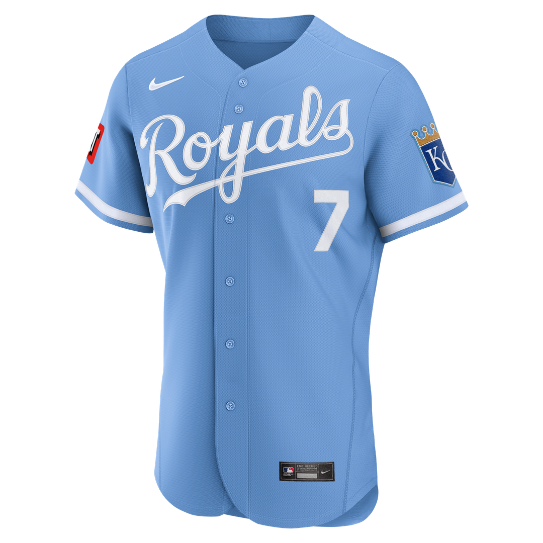 Kansas City Royals Bobby Witt Jr. Nike Alternate Authentic Sponsor Patch Jersey - Light Blue Team Jersey Sports Fan Apparel