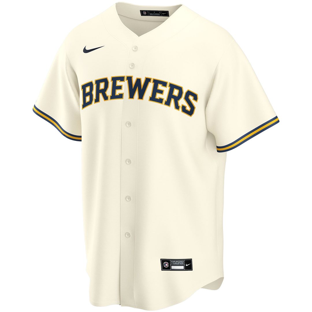 Milwaukee Brewers Nike Home Replica Custom Jersey - Cream Team Jersey Sports Fan Apparel