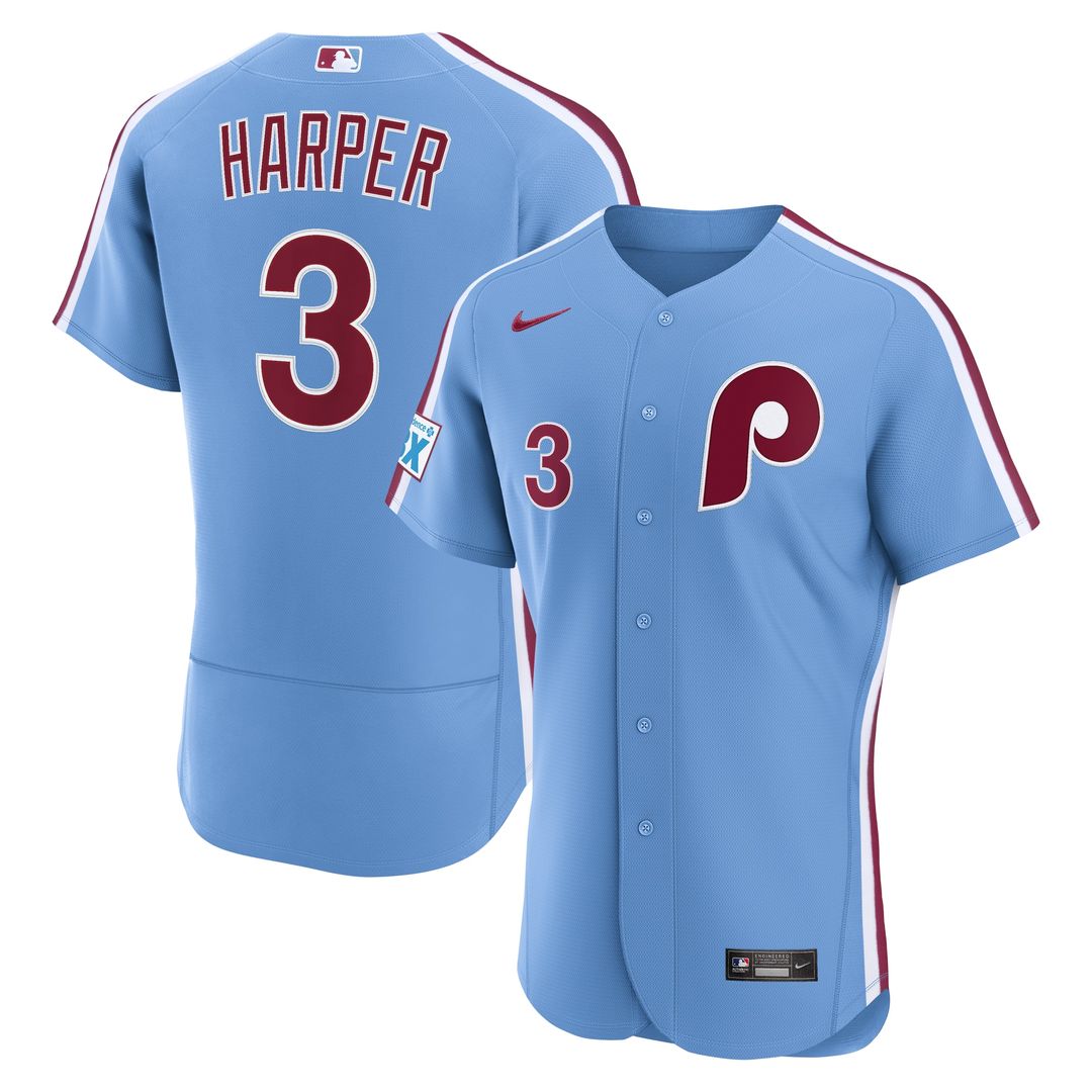 Philadelphia Phillies Bryce Harper Nike Home Authentic Sponsor Patch Jersey - White Team Jersey Sports Fan Apparel