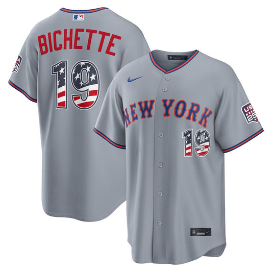 New York Mets Bo Bichette Nike USA 250 Fourth of July Road Stadium Jersey - Gray Team Jersey Sports Fan Apparel