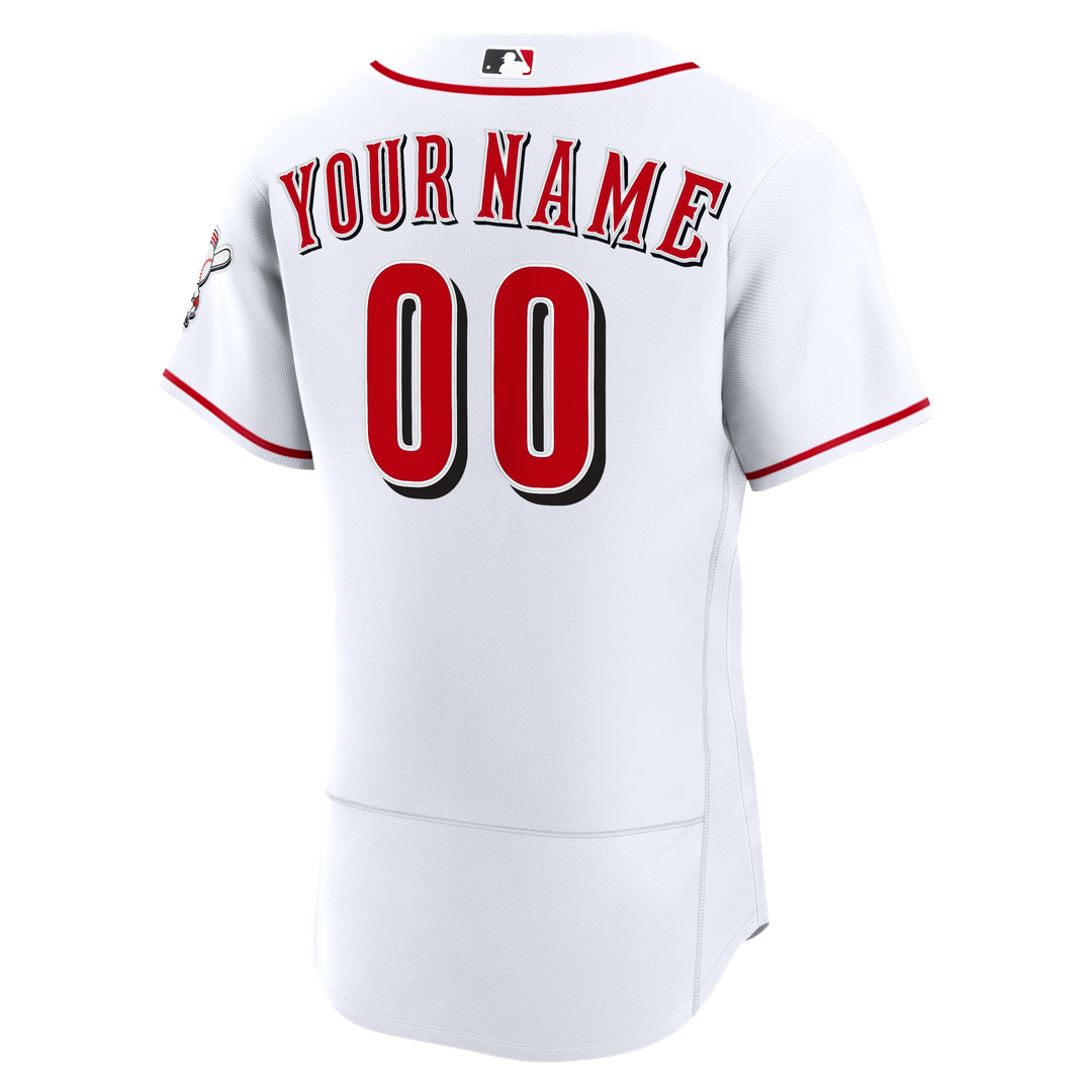 Cincinnati Reds Nike Home Authentic Custom Jersey - White Team Jersey Sports Fan Apparel