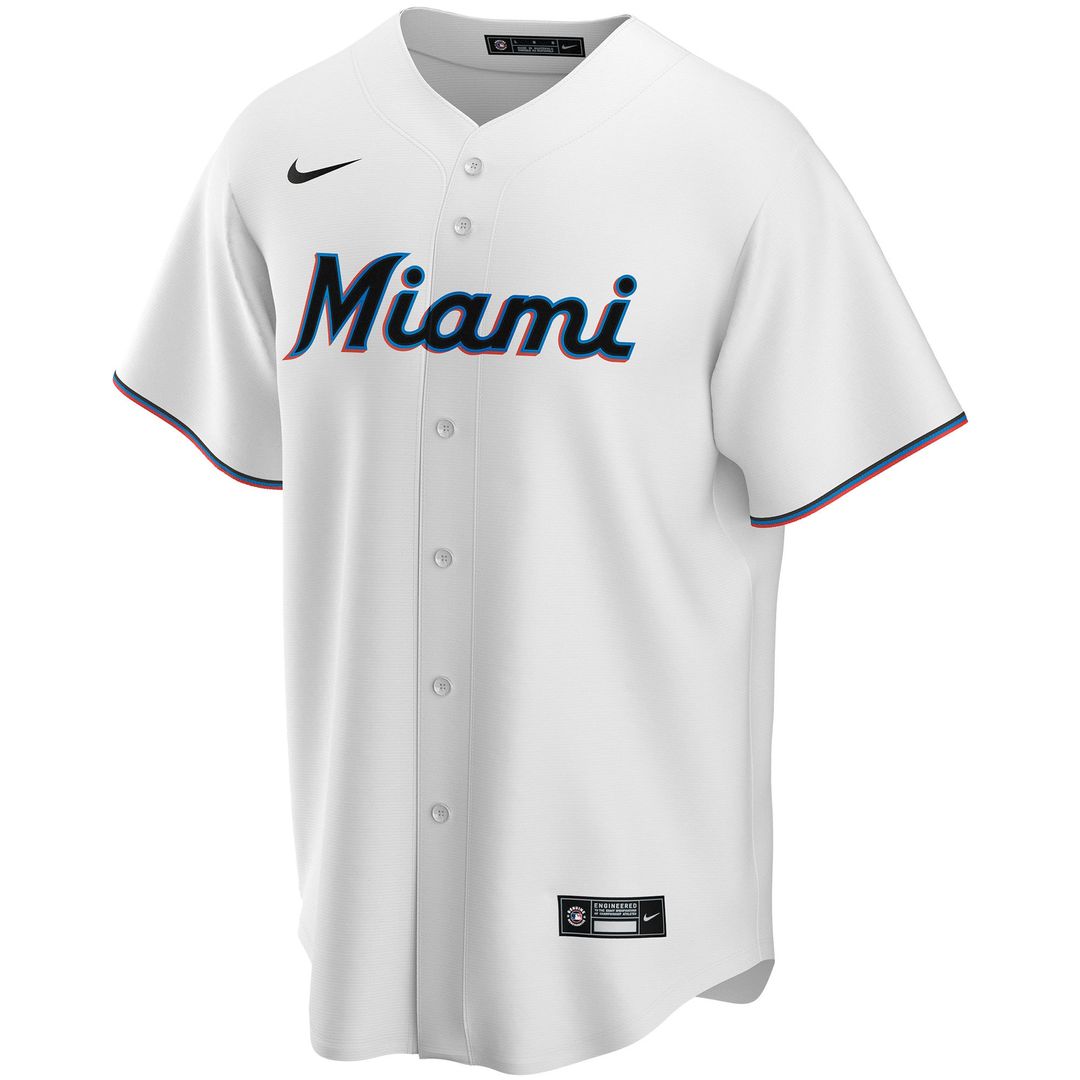 Miami Marlins Nike Home Replica Custom Jersey - White Team Jersey Sports Fan Apparel